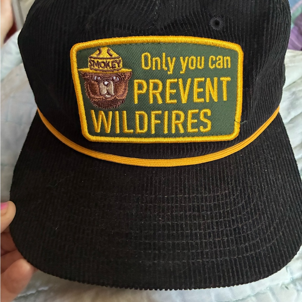 Black Corduroy Smokey Bear Hat NWOT-  instagram famous
